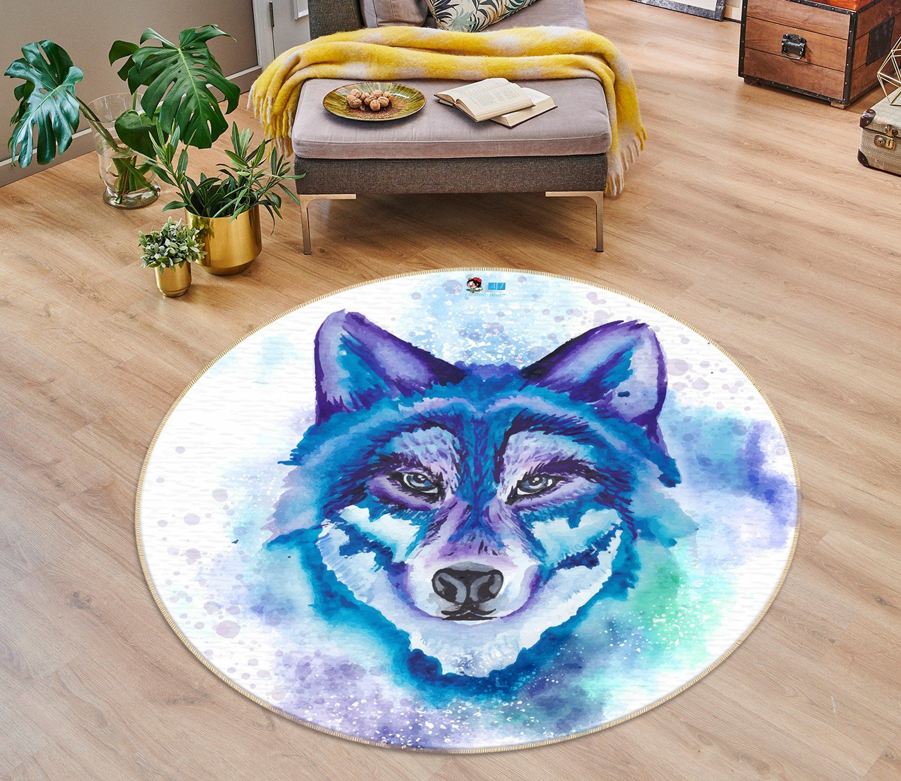 3D Blue Wolf 74295 Round Rug – Round Carpet Home Decor