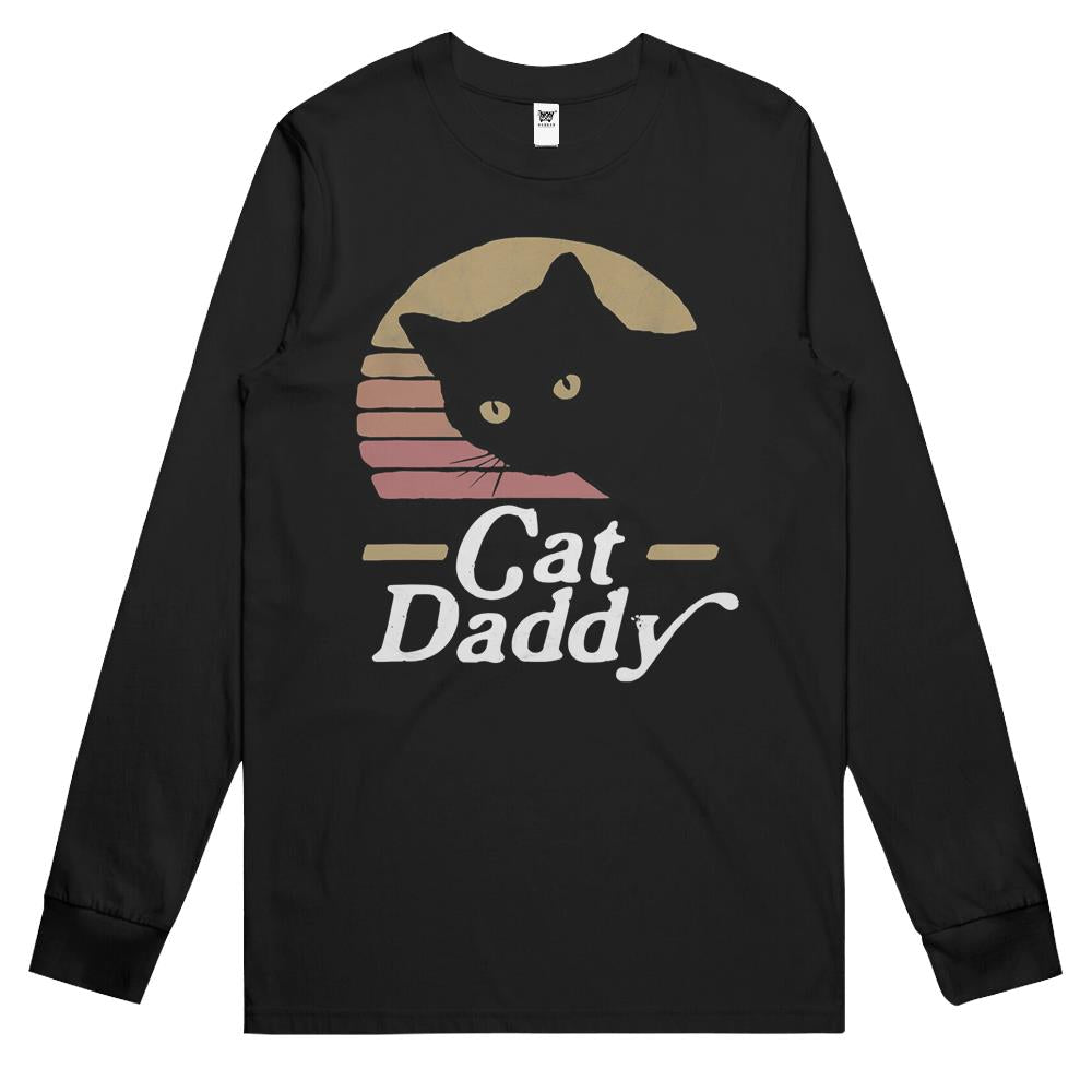 Cat Daddy Vintage Eighties Style Cat Retro Distressed Long Sleeve T Shirts