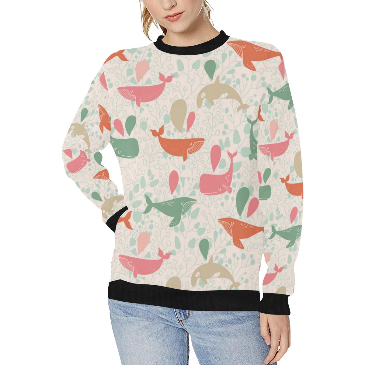 Cute whale pattern Women’s Crew Neck Sweatshirt