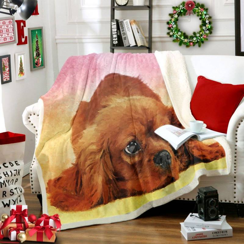 Cute Puppy Cavalier King Charles AA2712163TT Sherpa Fleece Blanket