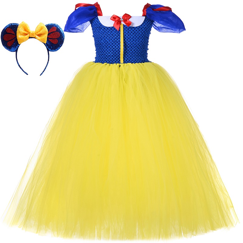 Snow White Tutu Dress for Girls Halloween Cosplay Costume Kids Princess Dress Up Children Birthday Party Fancy Ball Gown Vestido alx