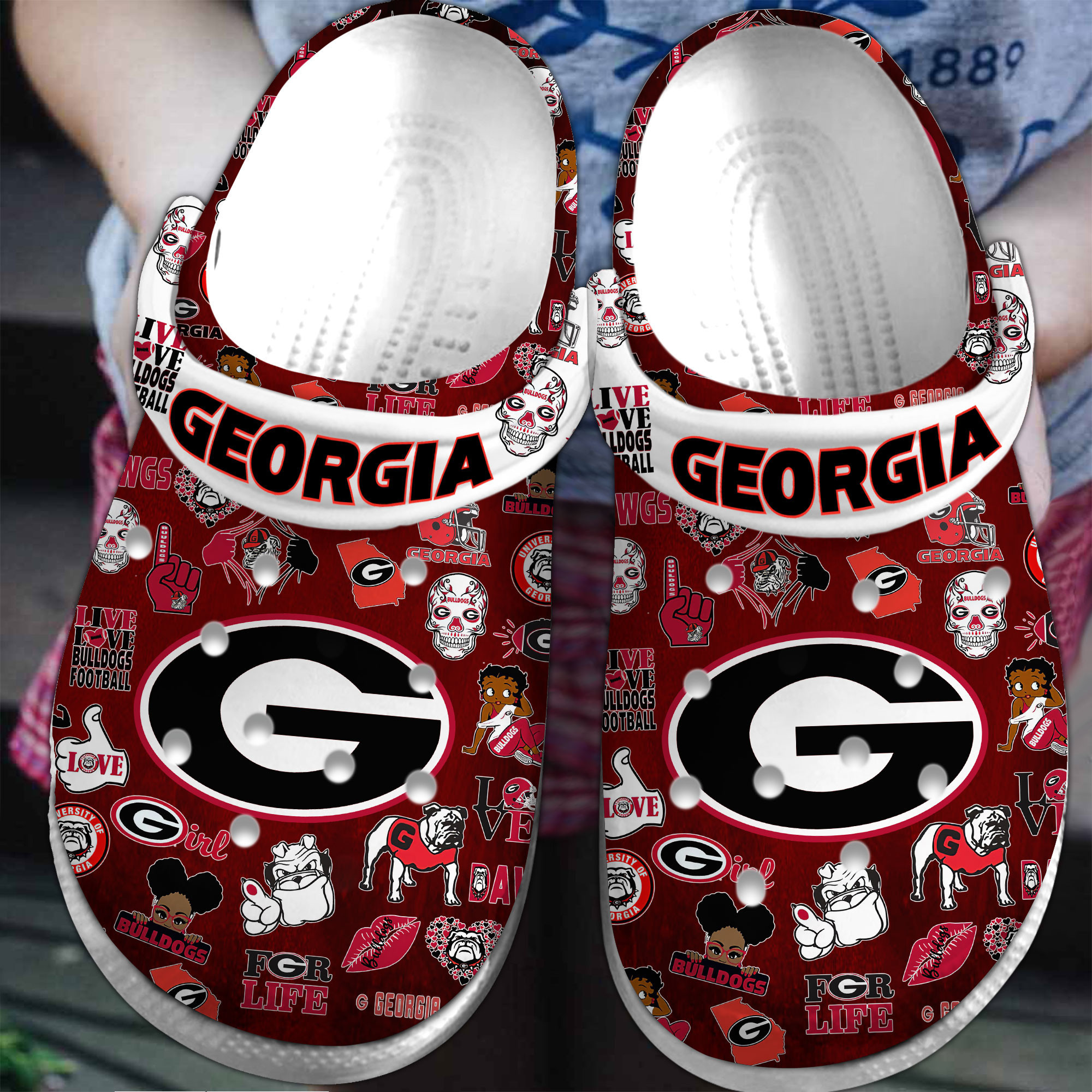 Georgia Bulldogs NCAA Sport Crocs Crocband Clogs Shoes Comfortable For Men Women and Kids 4