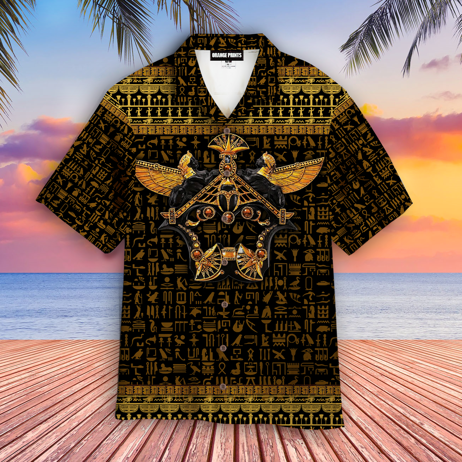 Ancient Egypt Scarab Beetle Golden Hawaii Shirt For Men And Women Ha48843