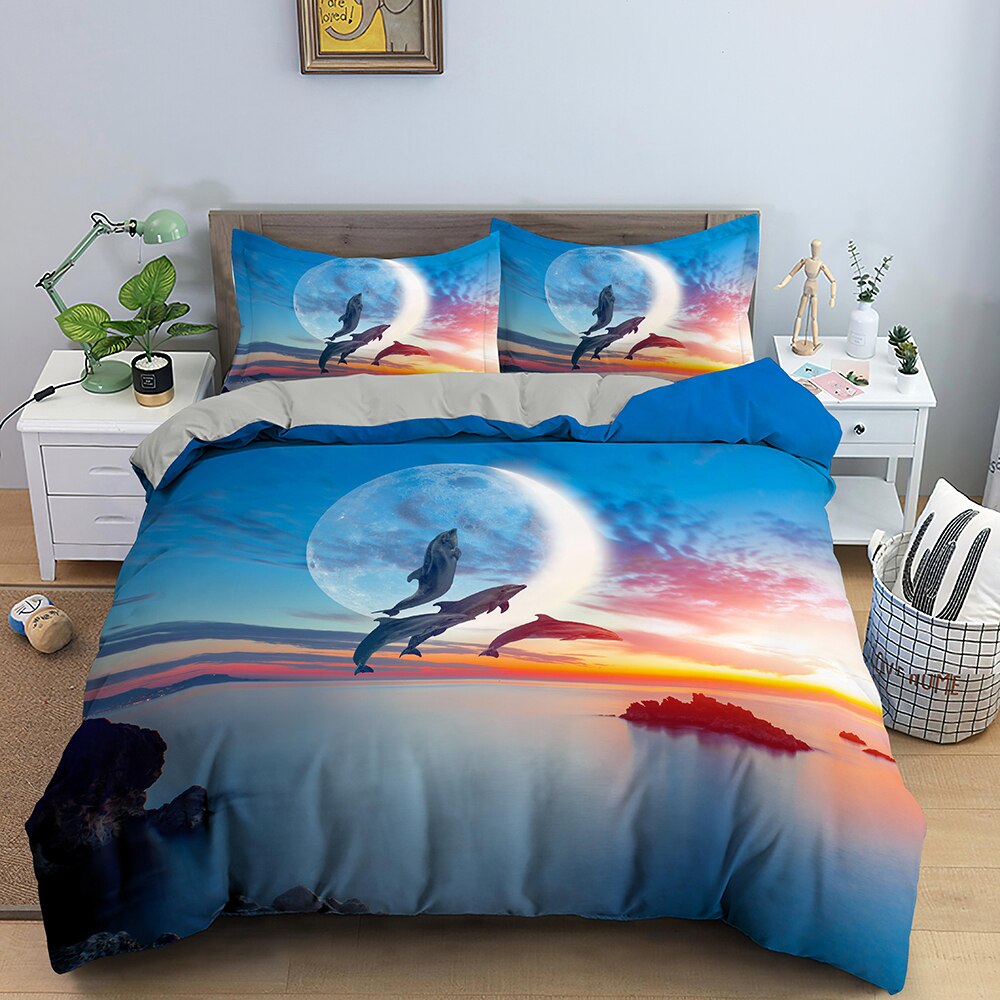 3D Duvet Cover Sets  Covers Cover Set Dolphin Bedding Set King Queen Full Double Single Size Bed Linens