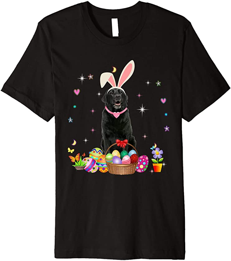 Cute Black Lab Easter Day Bunny Eggs Easter Costume Womens Premium T-Shirt