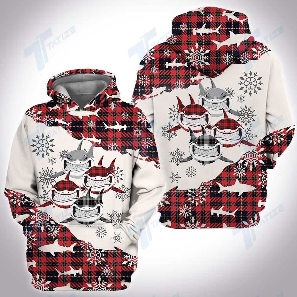 Christmas tartan shark 3D All Over Printed Shirt, Sweatshirt, Hoodie, Bomber Jacket Size S – 5XL