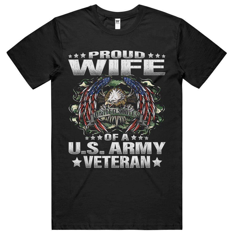 Proud Wife Of A Us Army Veteran Military Vet’S Spouse T Shirts