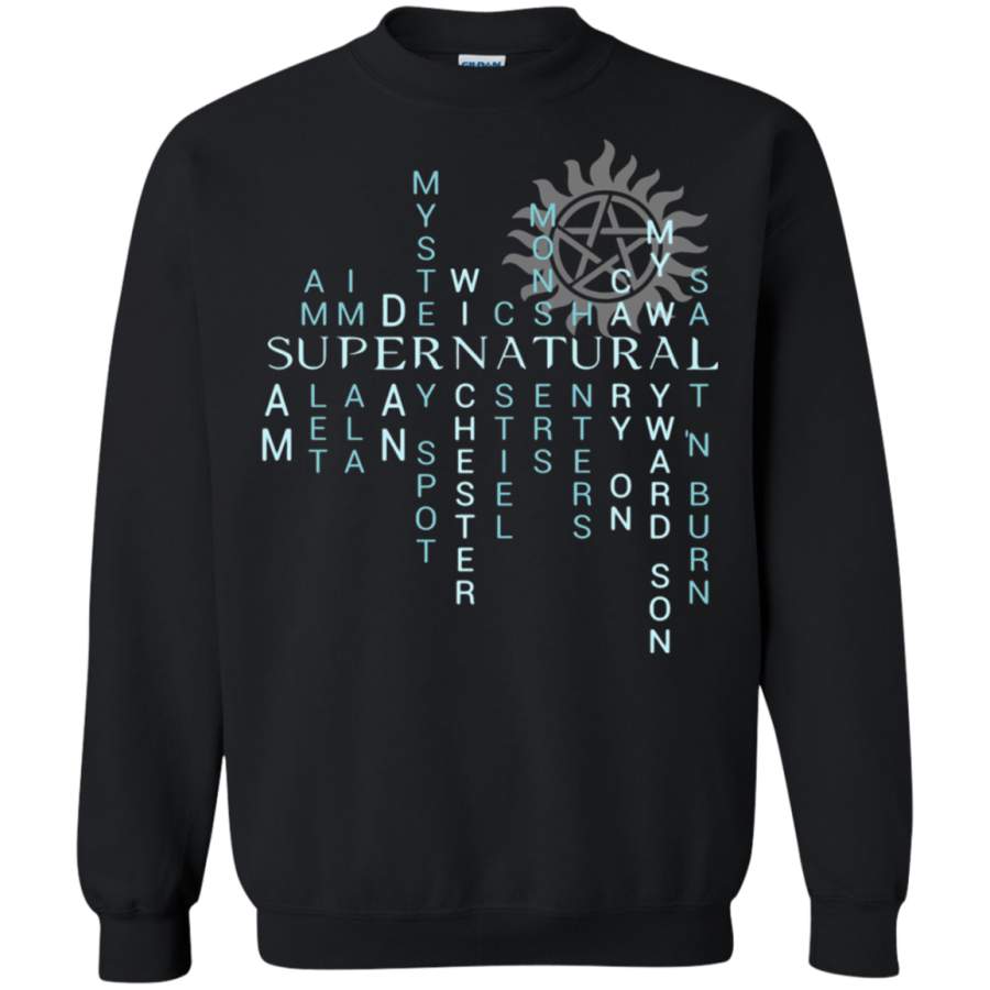 AGR Supernatural Crossword Words Puzzle Style Sweatshirt