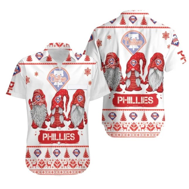 Philadelphia Phillies Gnome Hawaiian Shirt Holiday Theme