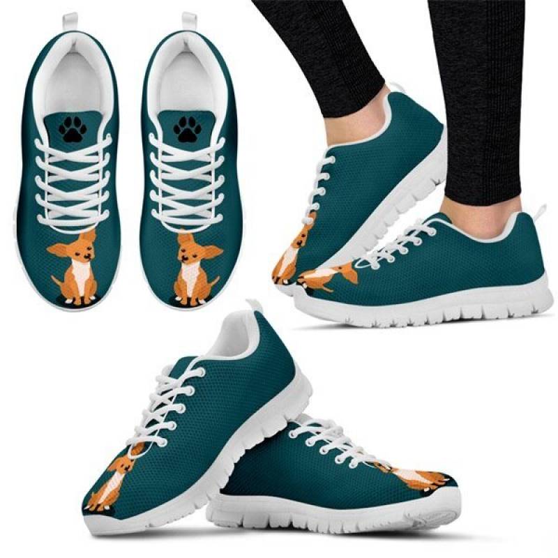 Cute Cartoon Dog/Puppy Chihuahua Paw Pattern Flats Breathable Autumn Sneakers