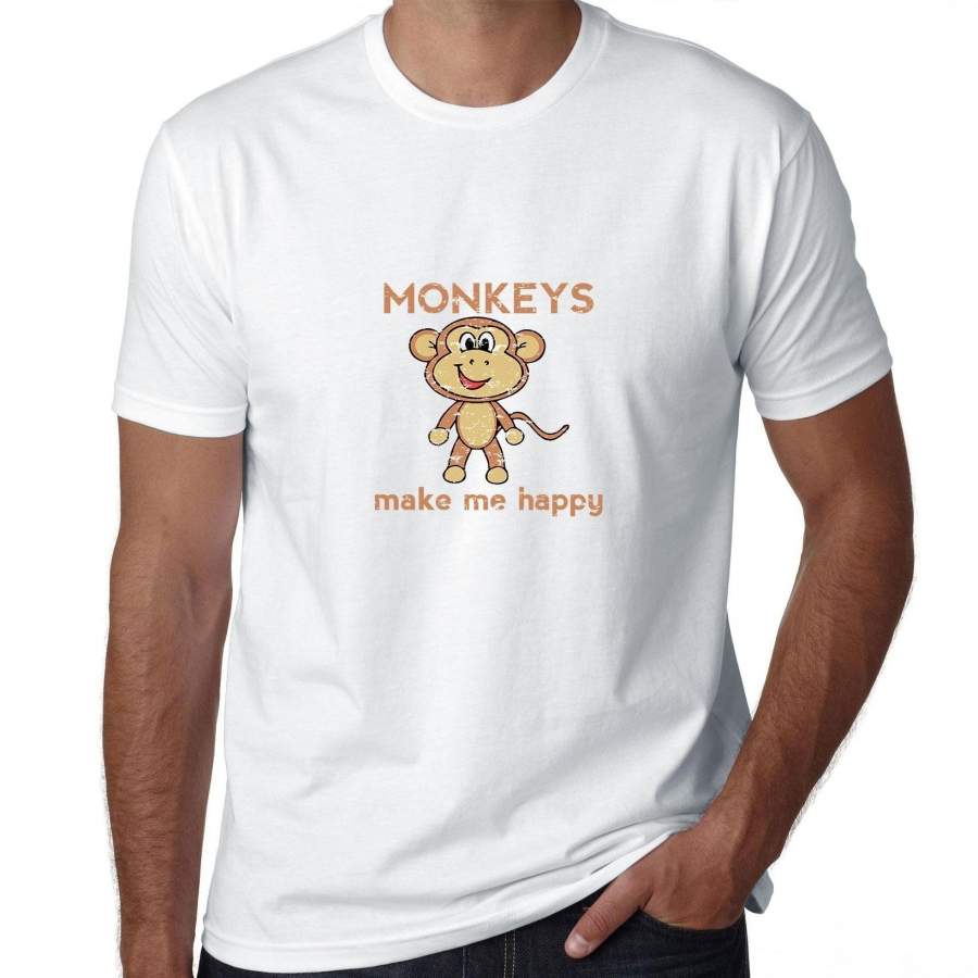 Monkeys  Make Me Happy – Cute Cartoon Monkey Men’s T-Shirt