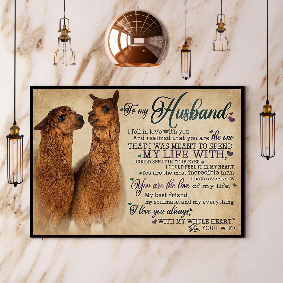 Alpaca To My Husband I Love You Always Vintage Poster No Frame