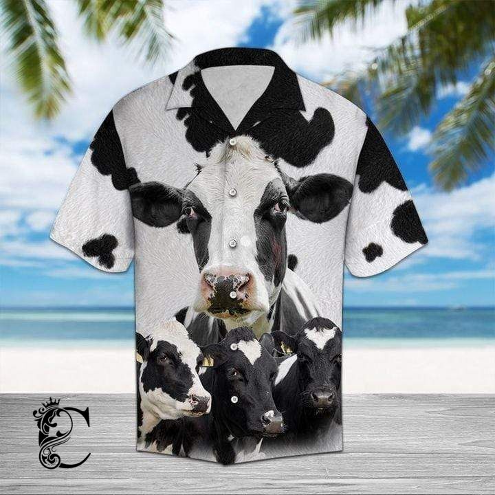 Beach Shirt Cow Farmer 3D Hawaiian Shirts L- Chillicothemall