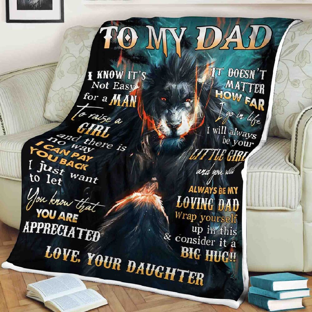 To My Father Wrap Yourself Up And Consider It A Big Hug Fleece Blanket Gift For Family,Birthday,Parents,Dad Gift Home Decor Bedding Couch Sofa Soft And Comfy