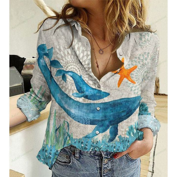 Marine Whale Casual Shirt For Men And Women, Unisex