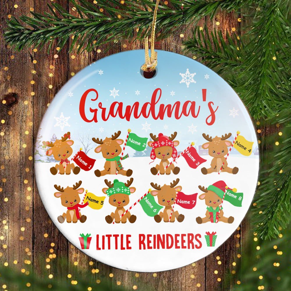 Personalized Christmas Reindeers Grandkids Ornament Christmas Gift For Grandma