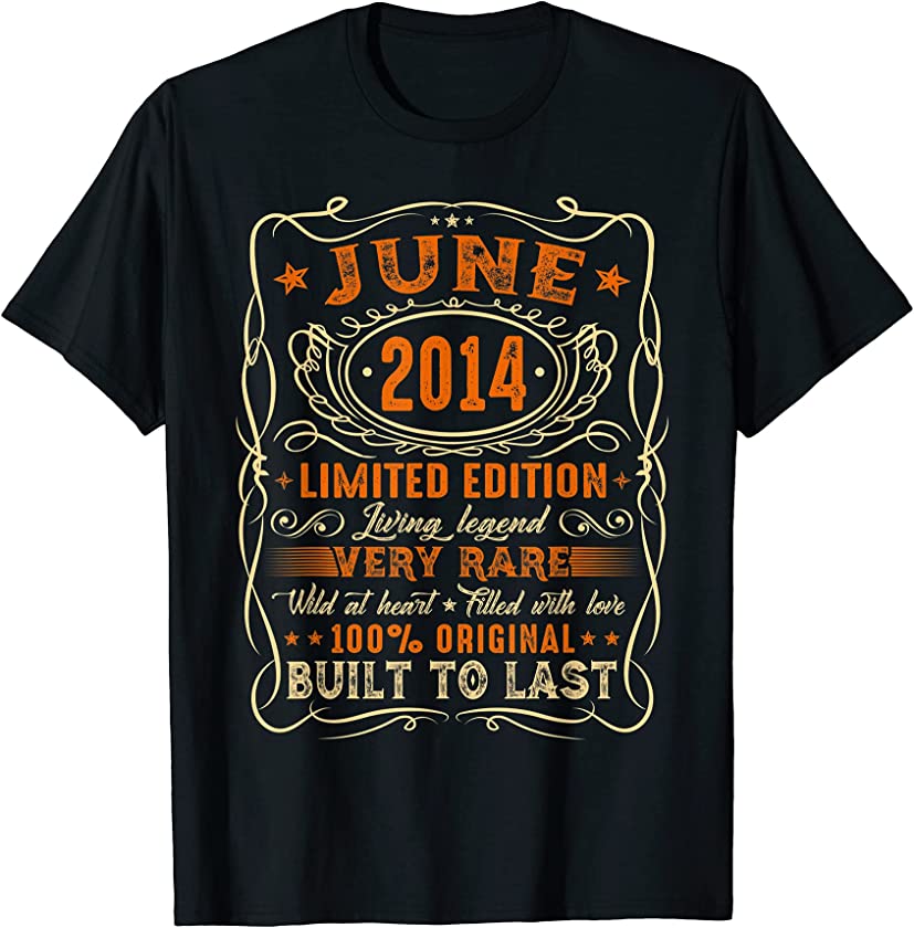 7th Birthday Distressed June 2014 Vintage Retro 7 Years Old T-Shirt