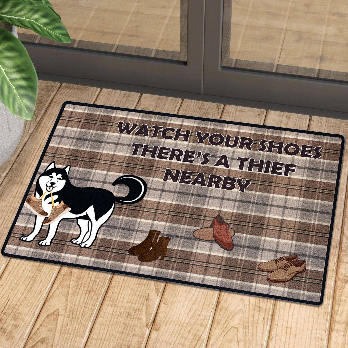 Watch Out Your Shoes Husky Doormat | Colorful | Size 8X27” 24X36”