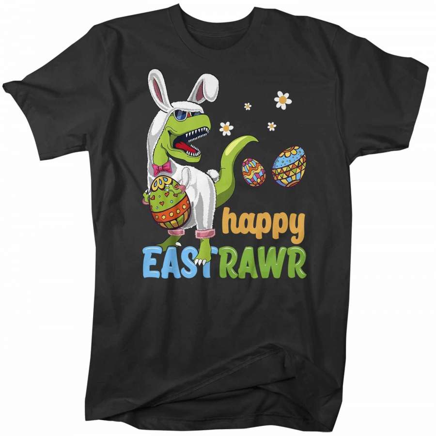 Men’s Funny Easter T Shirt T Rex Easter Bunny Shirt Happy Eastrawr Shirt Funny Dinosaur Easter Shirt Rawr Shirt