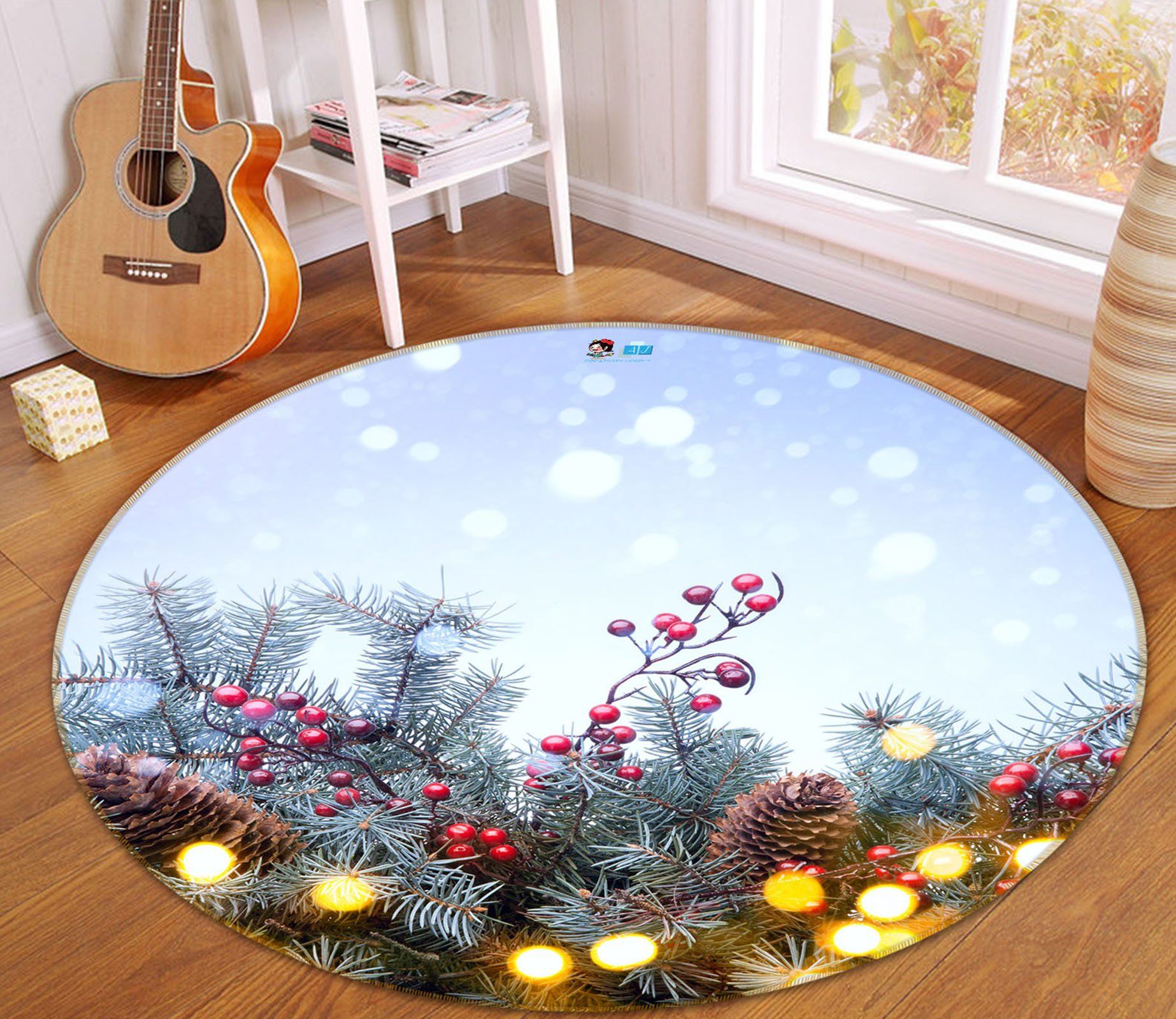 3d Branches 54136 Christmas Round Rug Home Decor Xmas