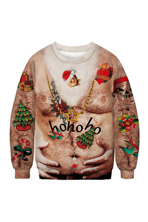 Unisex Christmas Ugly Ho Ho Ho Sweatshirt Couples Crew Neck Tops