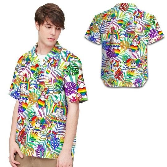 Rainbow Unicorn Tropical Hawaiian Shirt – For Men And Women