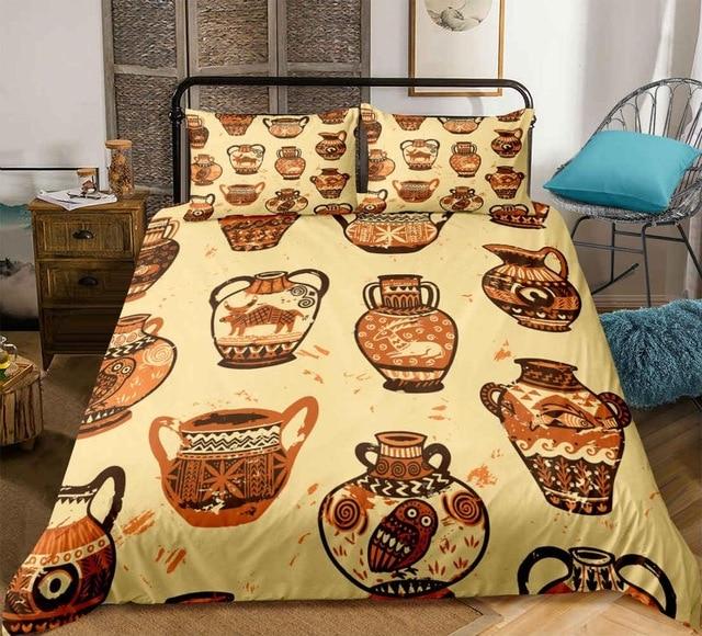 Retro African Pattern 3 Pieces Quilted Comforter Set