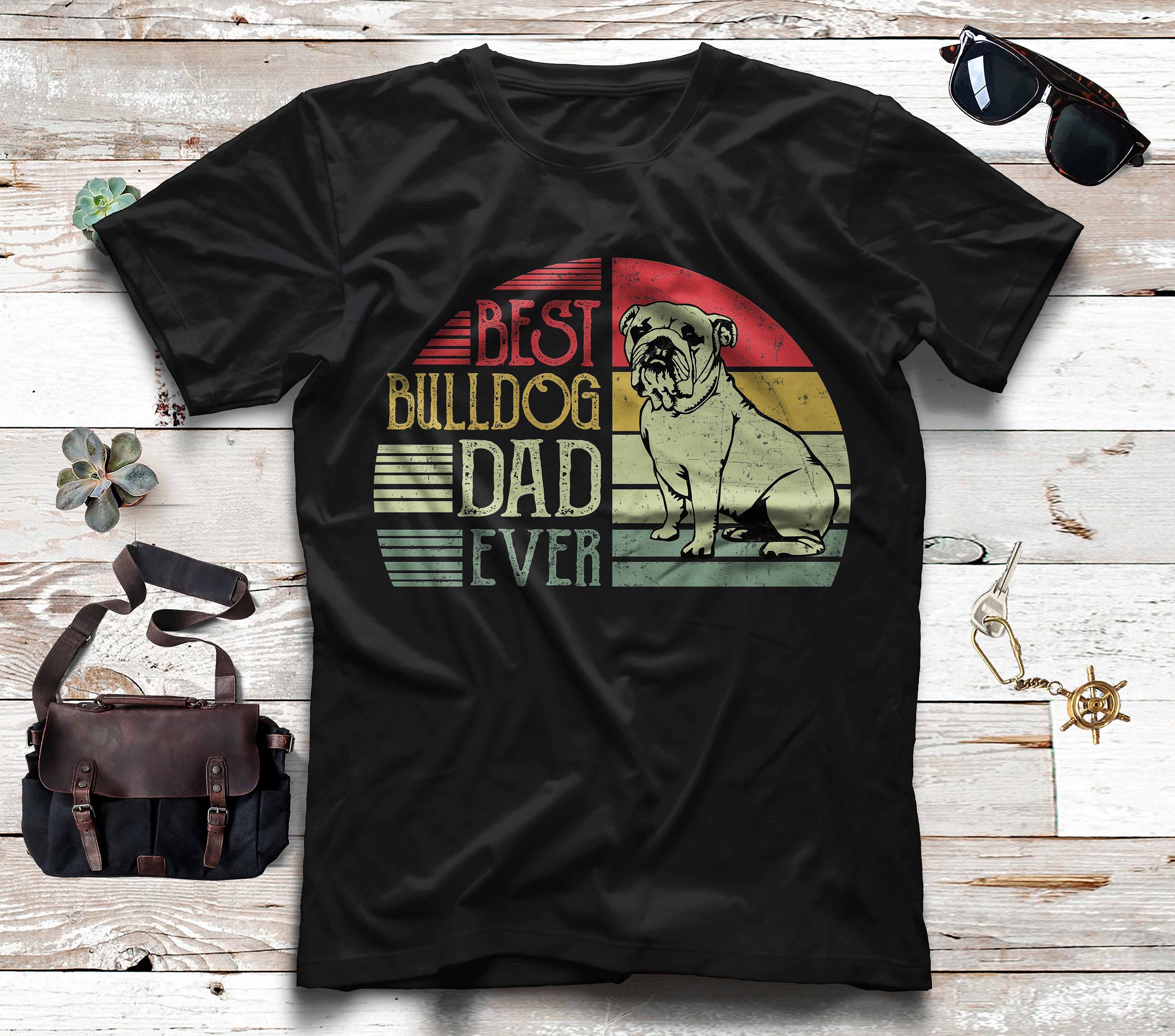 Best Bulldog Dad Ever Vintage Bulldog Lover Graphic Unisex T Shirt, Sweatshirt, Hoodie Size S – 5XL