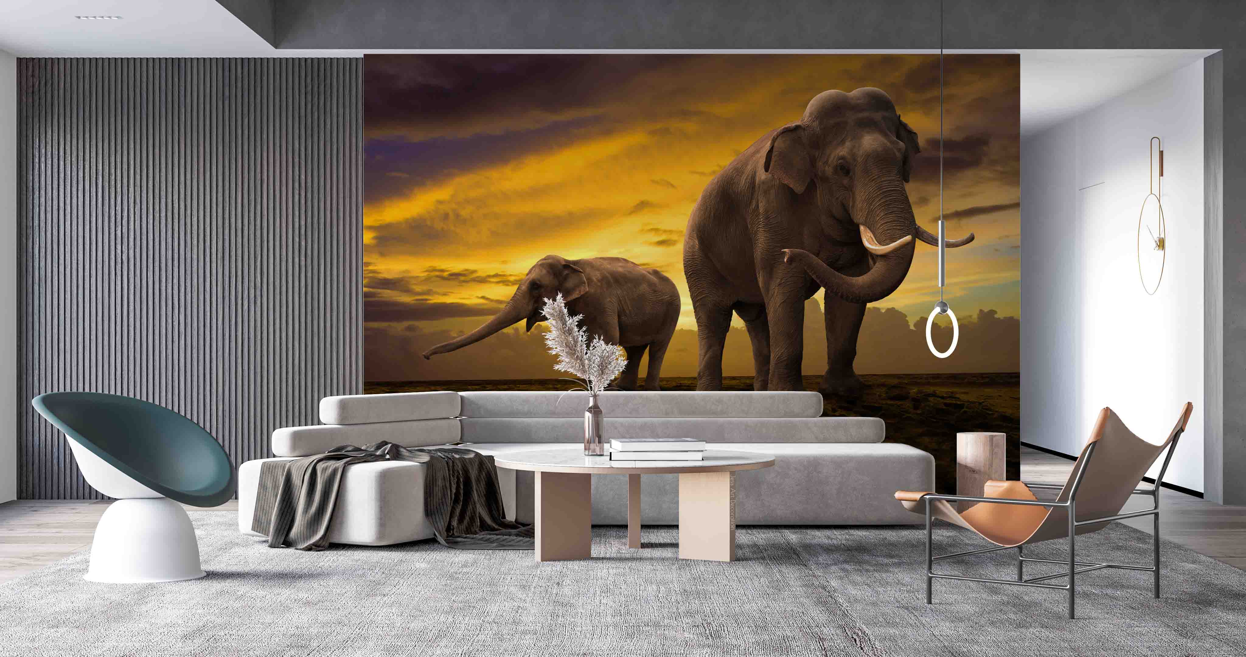 3D Elephant Land Sunset Cloud Forest Wall Mural Wallpaper Gd 2429