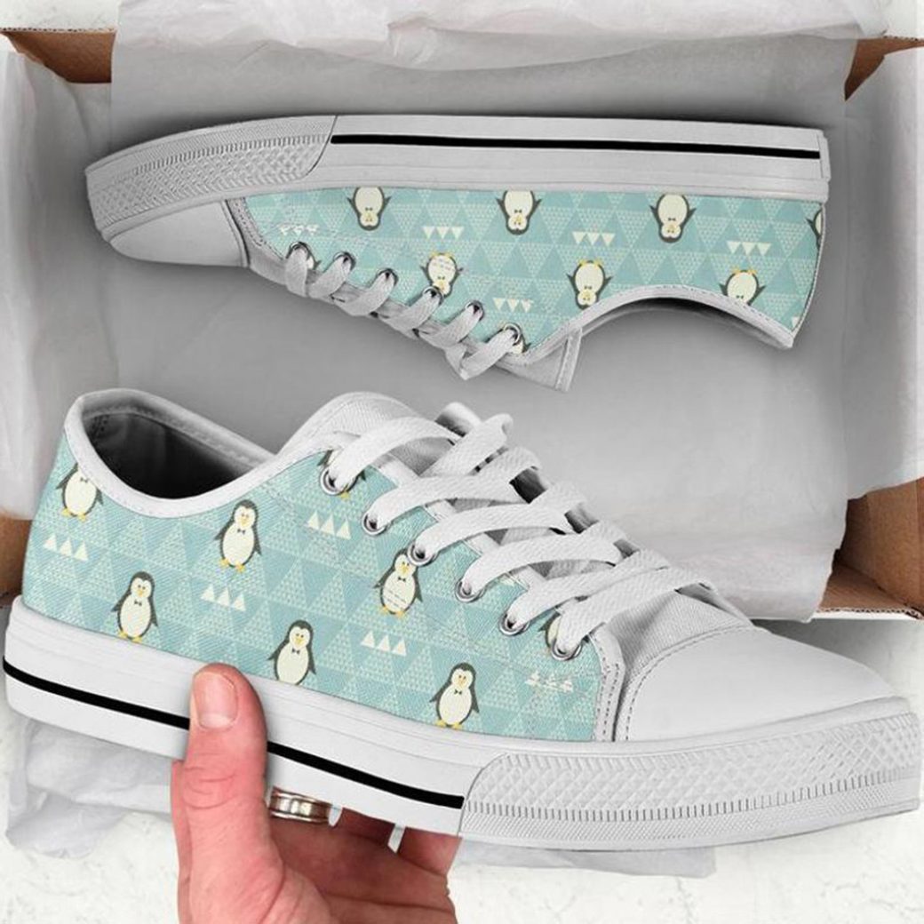 Ice Penguin Low Top Personalized Shoes Custom Name, Text For Women, Men