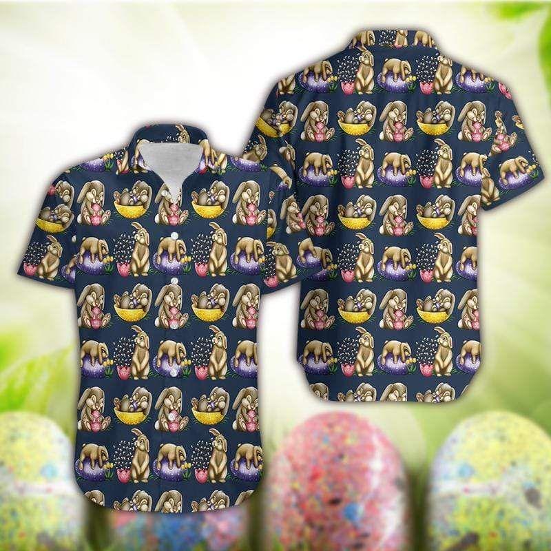 Beach Shirt Get Here Hawaiian Aloha Shirts Happy Easter Day Bunny Eggs 1103Dh