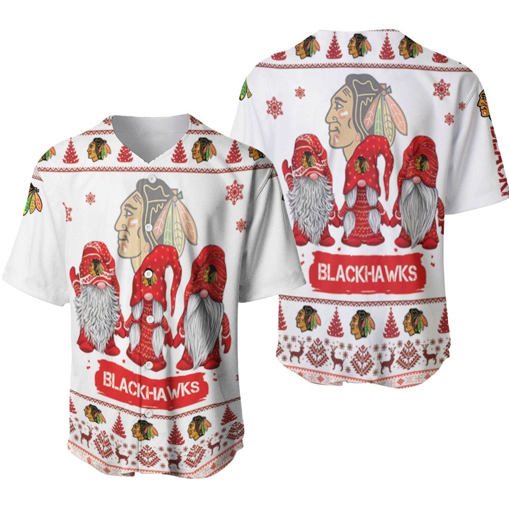 Christmas Gnomes Chicago Blackhawks Ugly Sweatshirt Christmas 3D Baseball Jersey