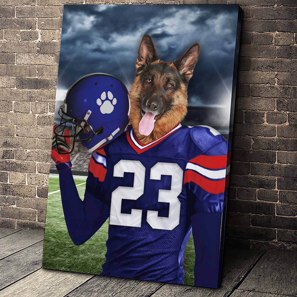 New York Giants Fan Custom Canvas Pet Portrait