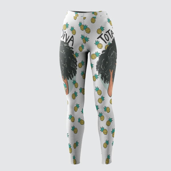 Total Diva Afro Natural Pineapple Art Black Girl All Over Print 3D Leggings Us Size