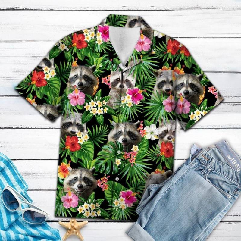 Artsyhomes Raccoon Pineapple Tropical Hawaiian Ha5669