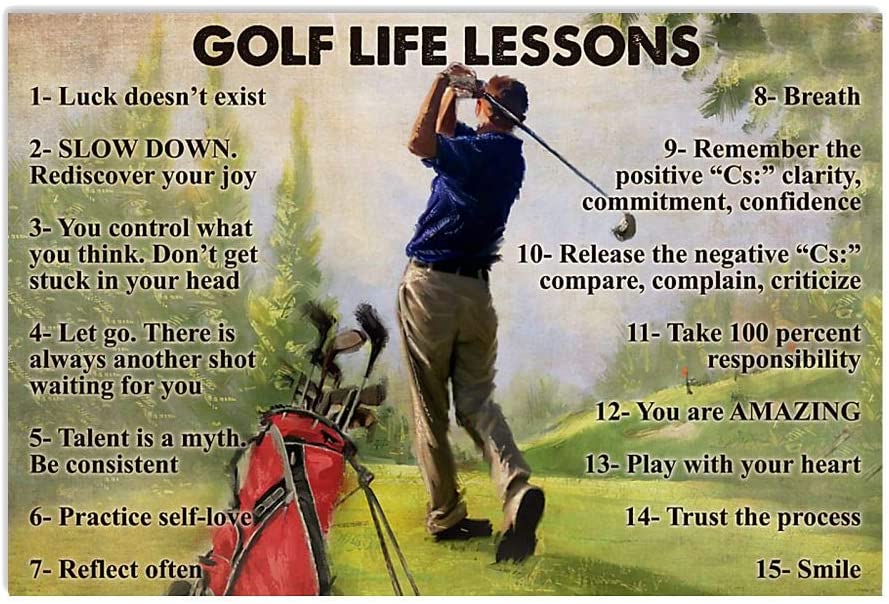 Vintae Golf Life Lessons Poster Art Print      Home Decor Gift For Men Women Family Friend On Birthday Xmas