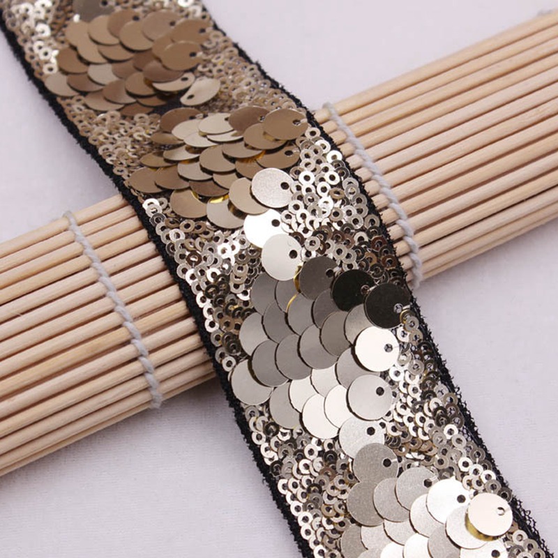 1Yards/Lot Sequins Beaded Lace Trim Mesh Lace Ribbon Fabric Clothes Decoration Wedding Dress Sleeve African Lace Fabric Applique alx