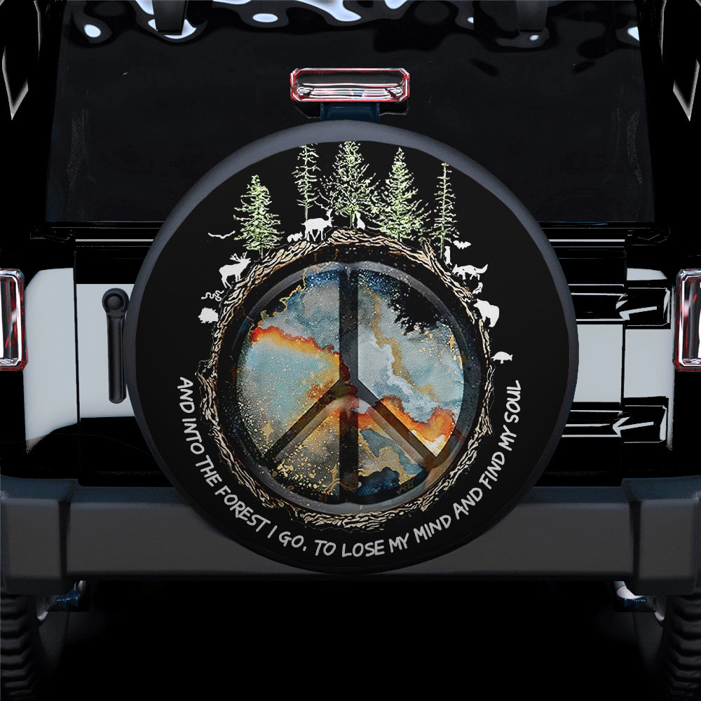 Peace Sign Into The Forest Jeep Car Spare Tire Cover Gift For Campers