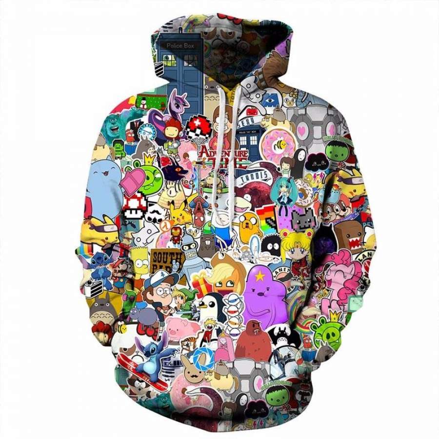 New Unisex Anime Cartoon 3D Print Hoodies Fashion Couples Sweatshirts