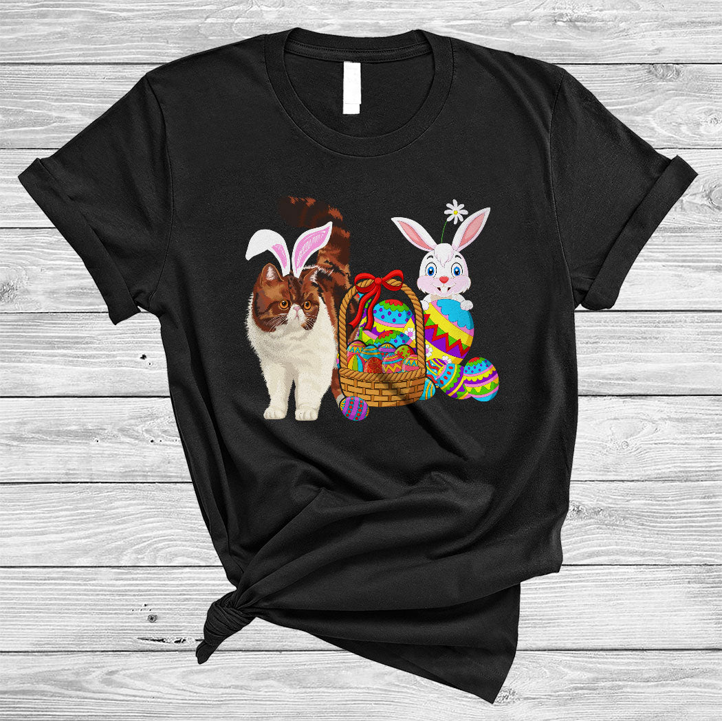 Bunny Cat With Easter Egg Basket Cute Happy Easter Day Bunny Cat Lover Gifts T-Shirt