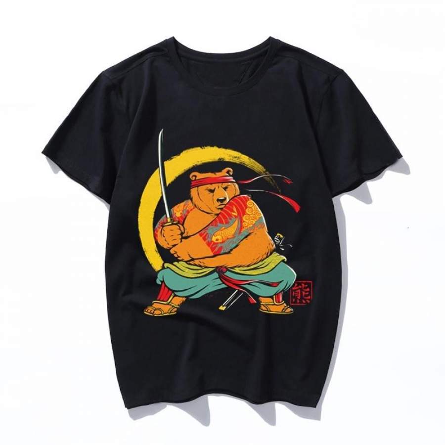 yakuza bear samurai Print Cartoon print women men tee Harajuku Cute New Fashion Loose tops Short Sleeve O-neck New Women’s T-Shirt