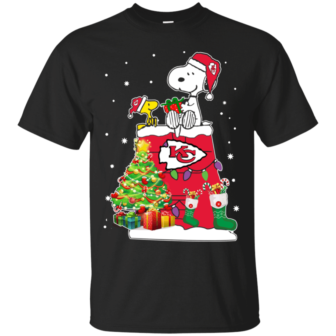 Buy Kansas City Chiefs Snoopy & Woodstock Christmas Shirt G200 Gildan Ultra Cotton T-Shirt