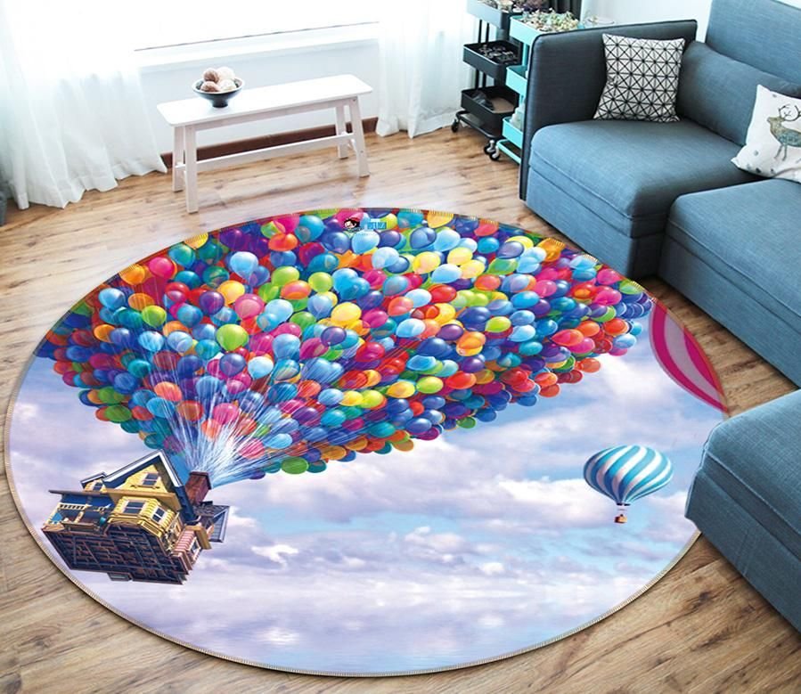 3d Balloon Cabin 66161 Round Rug Home Decor