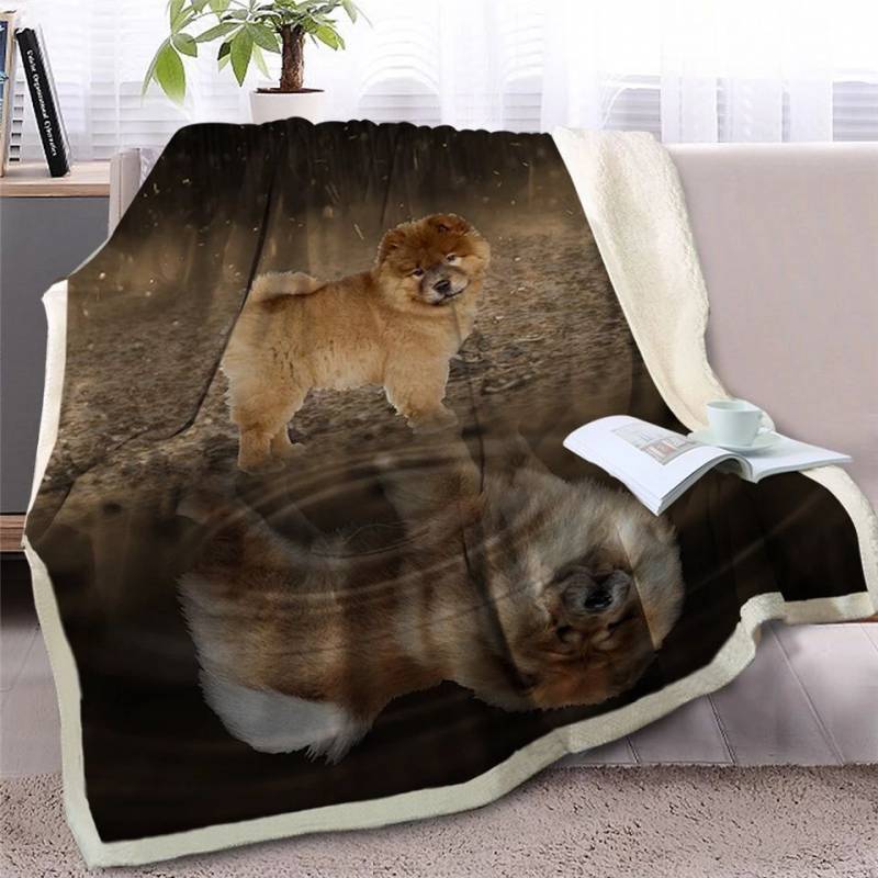 Puppy Chow Chow Looking At Reflection CLH2511382F Sherpa Fleece Blanket