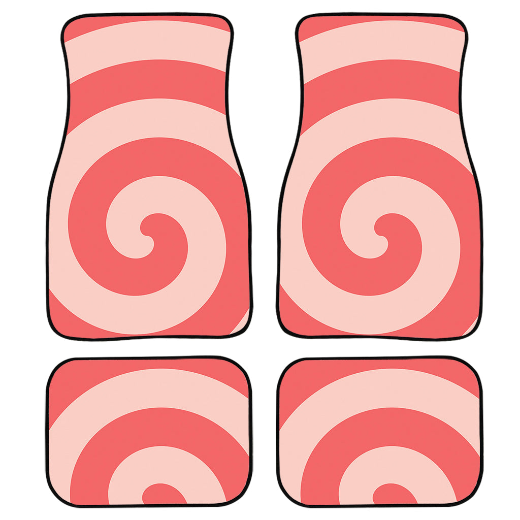 Pink Circle Swirl Print Front And Back Car Floor Mats, Front Car Mat