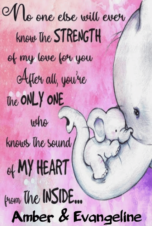 No One Else Will Ever Know The Strength Of My Love Elephant Mother Heart Framed Canvas – Unframed Poster