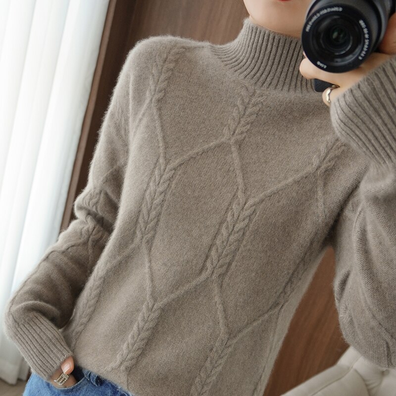 TAILOR SHEEP 100% Pure Wool Sweater Women Pullover 2021 Winter New Turtleneck Thicken Warm Soft Knitted Pullover Female Jumper alx