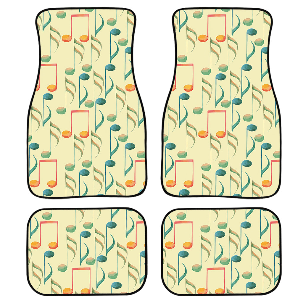 Watercolor Music Notes Pattern Print Front And Back Car Floor Mats, Front Car Mat