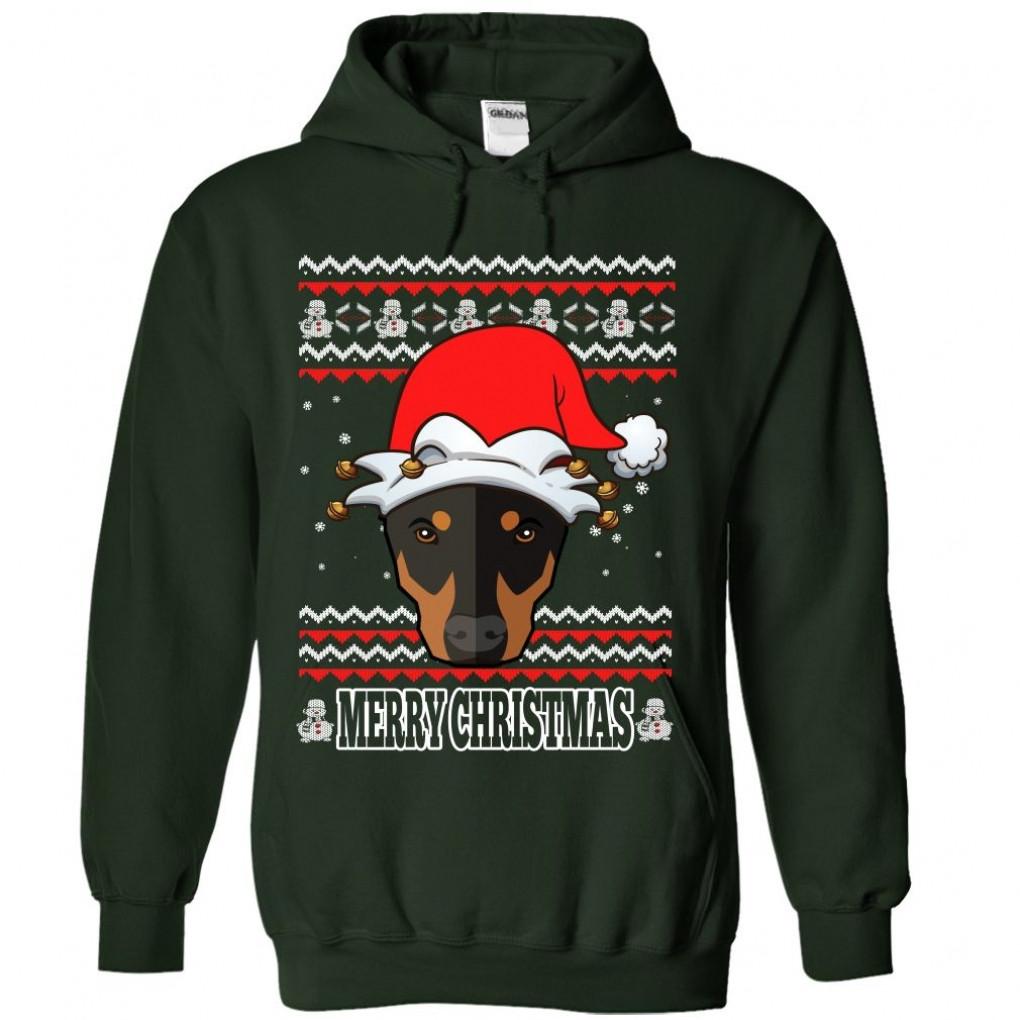 Ugly Christmas Doberman Pinscher Hoodie 68955059