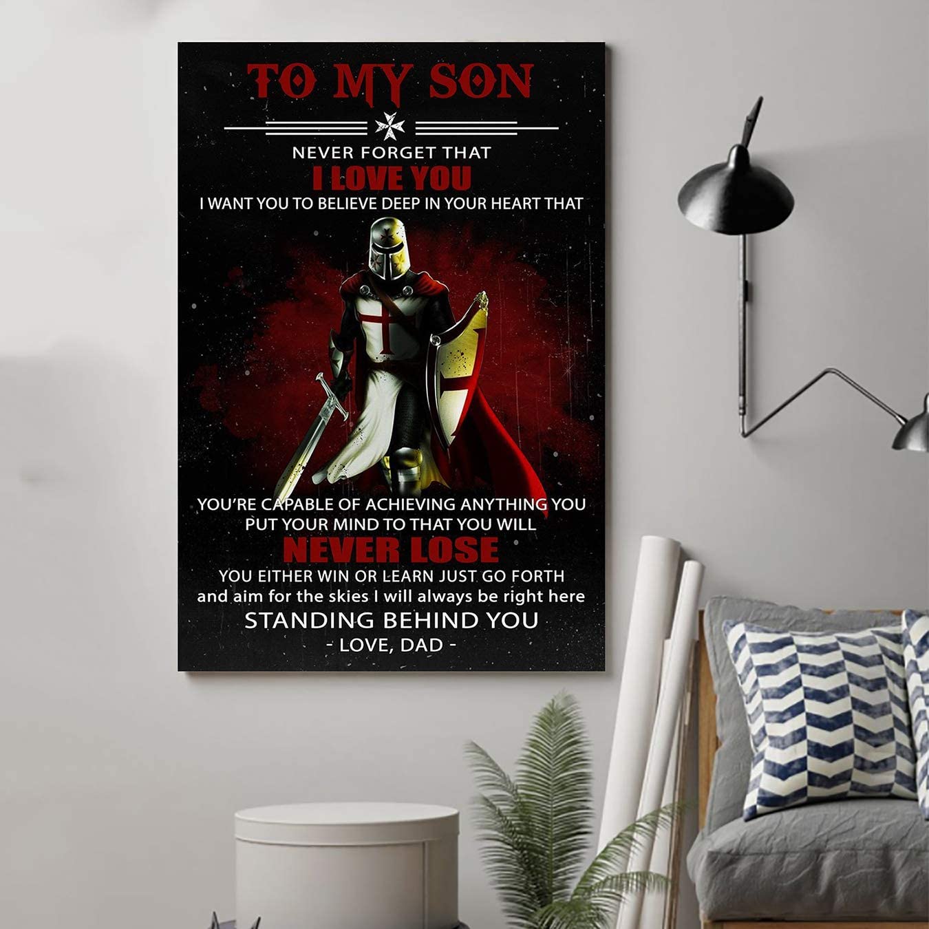 Family Unframed,A Knight Templar Poster,Dad to Son,Never Lose 2